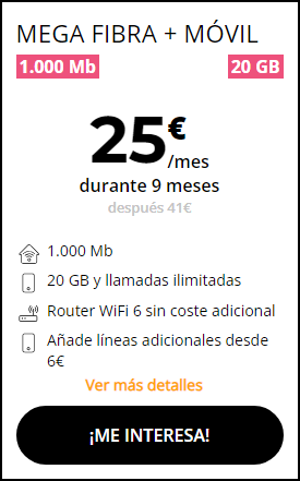 Fibra y Móvil 25€