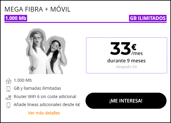 Fibra y Móvil 33€